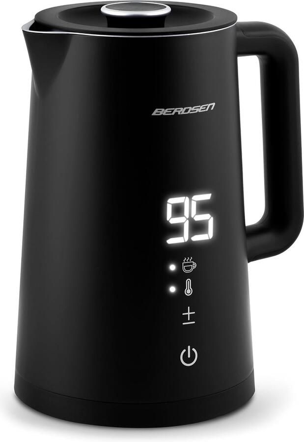 SnelShoppen Waterkoker Roestvrij Staal 1 7 Liter met Temperatuurinstelling Touchpaneel en Warmhoudfunctie 2200 Watt Stil en Dubbelwandig Zwart v