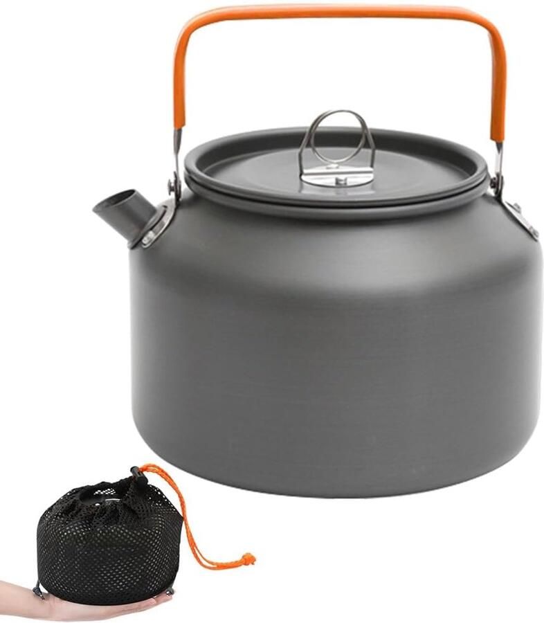 SnelShoppen Waterkoker voor Camping 1 8L Ultralichte Aluminium Theeketel met Anti-Hete Handgreep Draagbare Kookketel voor Buiten Kamperen Wand