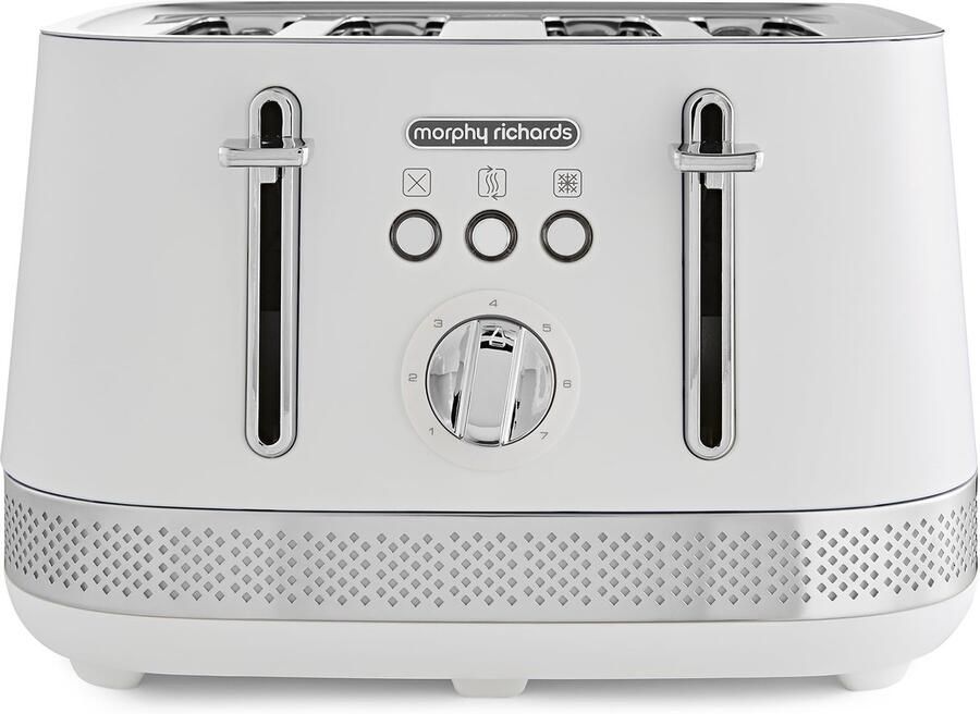 SnelShoppen Wit Broodrooster met 4 Sneden 7 Toast-instellingen Browning Controls Variabele Breedte Slots Auto Pop-up Verwijderbare Kruimellade
