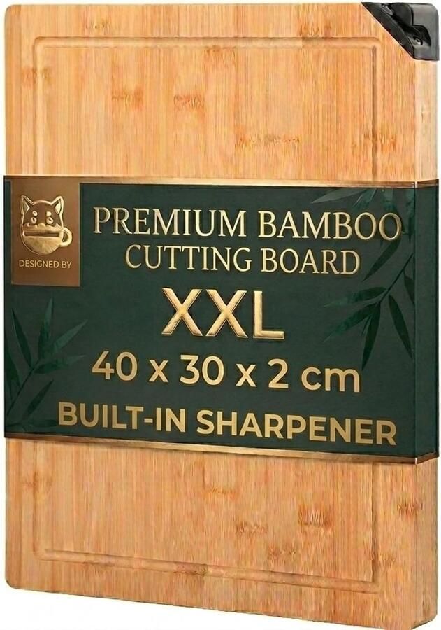 SnelShoppen XL Houten Keukenplank met Geïntegreerde Slijper Multifunctionele Bamboe Plank voor Snijden en Hakken van Vlees Worst Kaas en Brood
