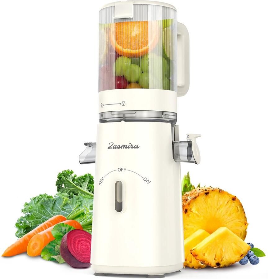 SnelShoppen Zasmira Slow Juicer sapcentrifuge voor groenten en fruit 120 mm brede vulschacht ideaal voor gezonde sappen keuken eenvoudig in gebr