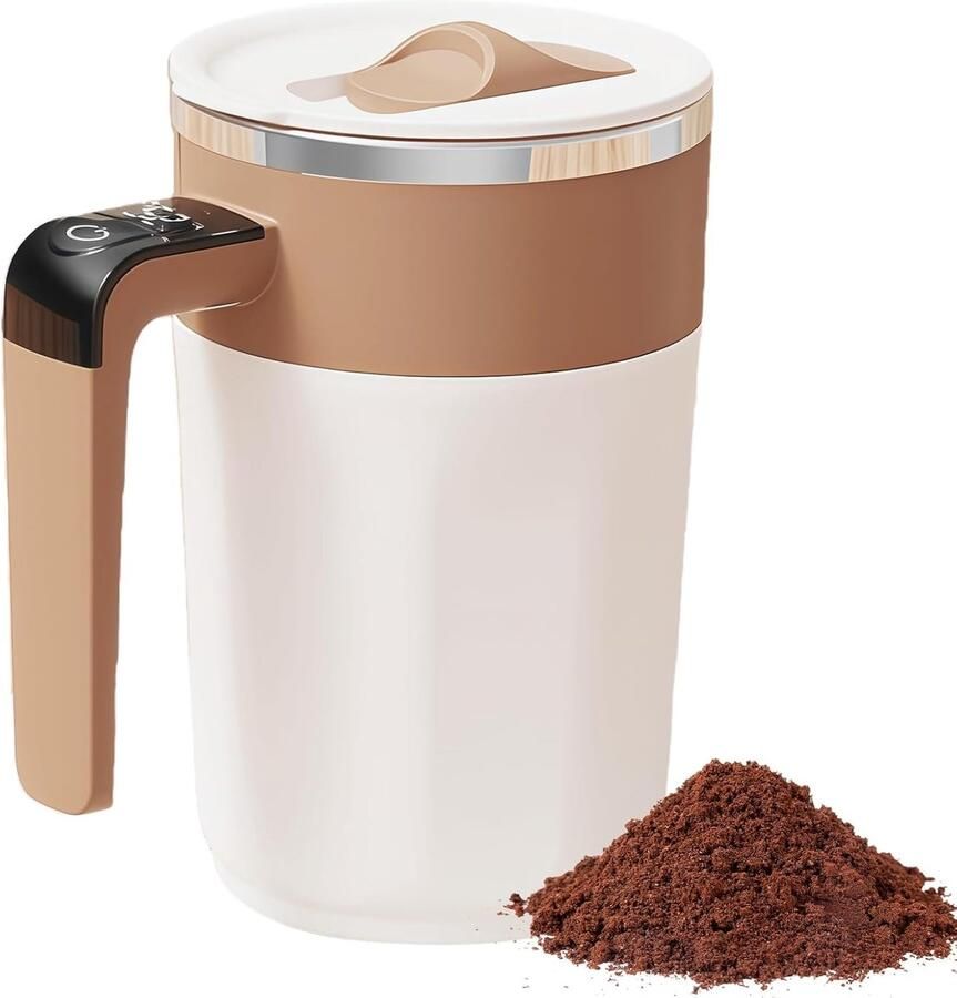 SnelShoppen Zelfroerende Mok 400 ml Magnetische Roerbeker met Melkopschuimer en Temperatuurweergave Elektrische Roermok voor Thuis Kantoor en S