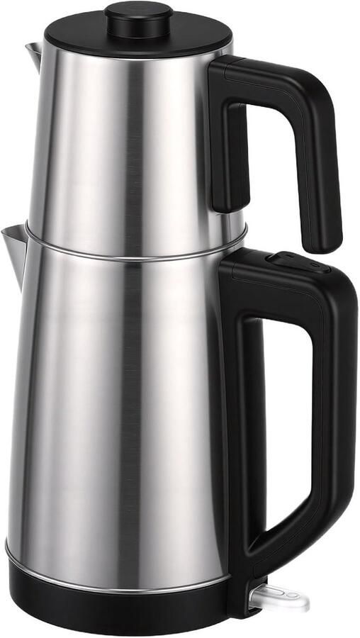 SnelShoppen Zerodis Waterkoker Turkse Theemaker Machine met Dubbele Pot en Automatische Warmhoudfunctie Afneembaar Theefilter en Glazen Kopjes R