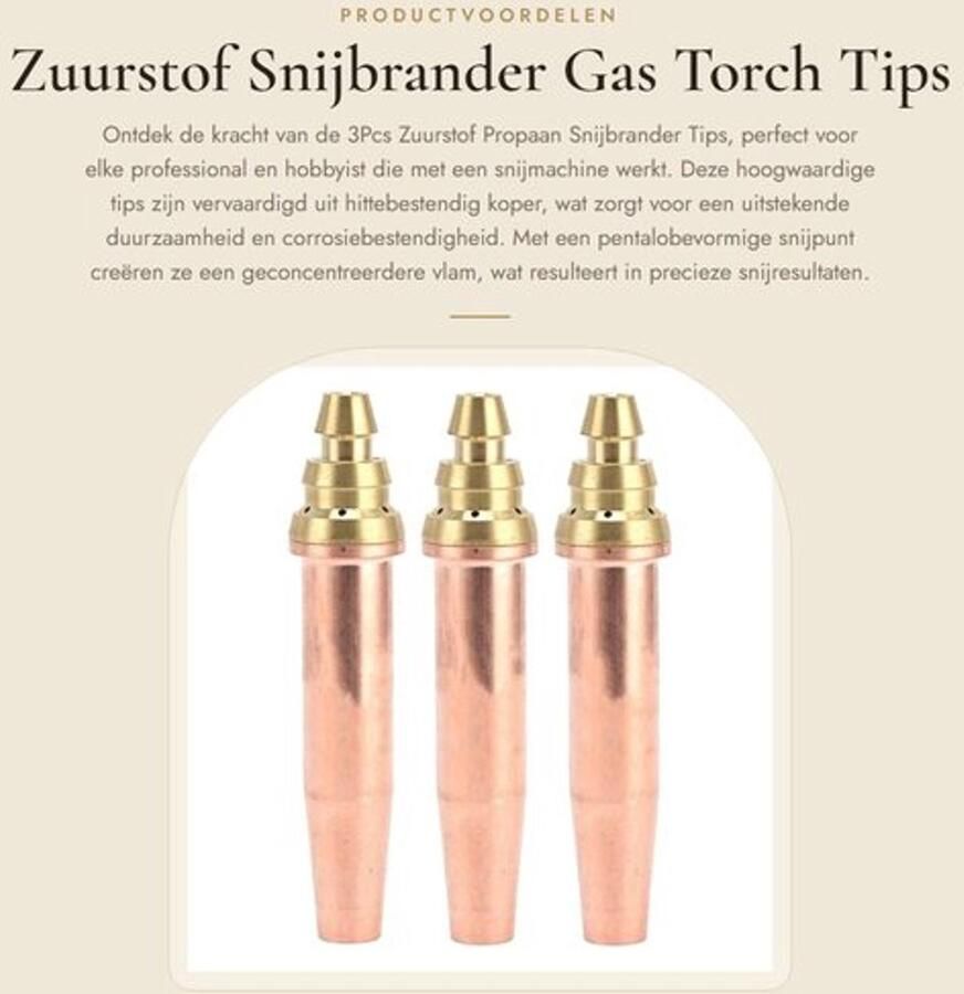 Snijbrander Tips 3 Stuks Hittebestendig Koper Mengsel Zuurstof Propaan Pentalobevormige Snijpunt 0 9mm 1 2mm 1 5mm Snijmondstuk