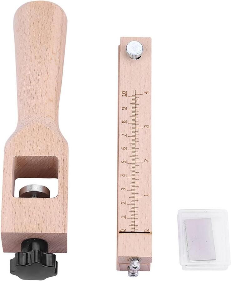 Snijgereedschap houten handvat en riem verstelbare lederen riem snijmachine met 5 messen voor DIY leerwerk en handgemaakte projecten