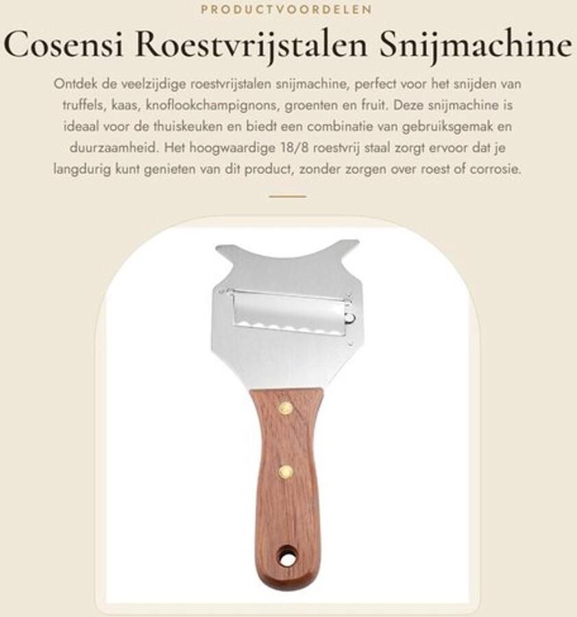 Snijmachine Roestvrij Staal Verstelbaar Mes Antislip Houten Handvat Duurzaam Lichtgewicht 19 5 x 8 x 1 2 cm Schaaf