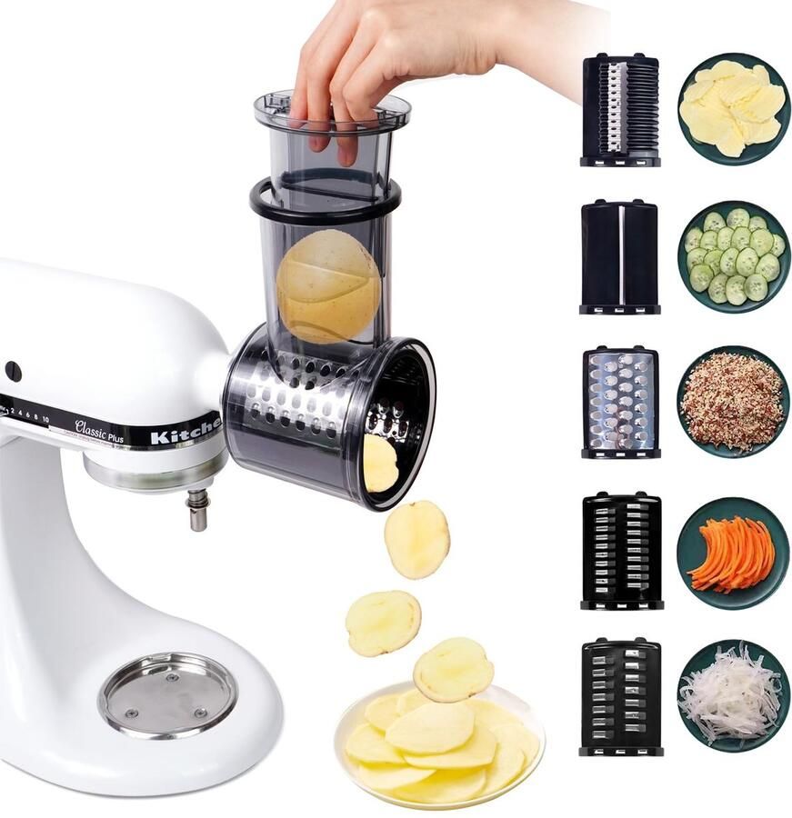 Snijmachine voor Keukenhulp Mixer 5 Roestvrijstalen Messen Compatibel met Keukenmixers