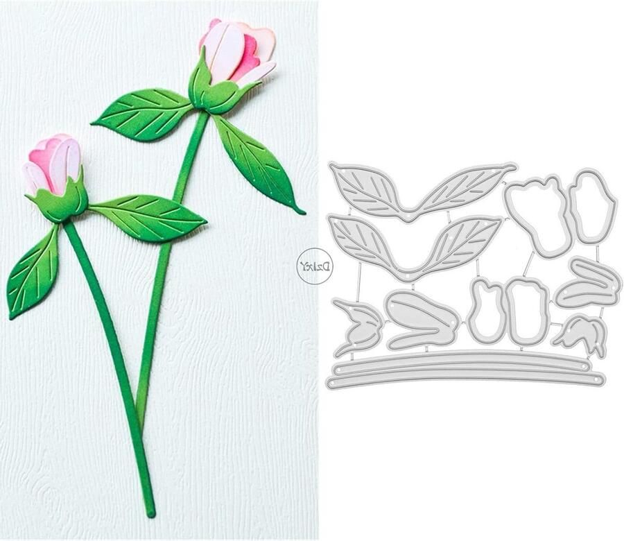 Snijmal Bloemen Papier Stansjes Kaarten Maken Koolstofstaal Scherp Zie Afbeelding Zilver