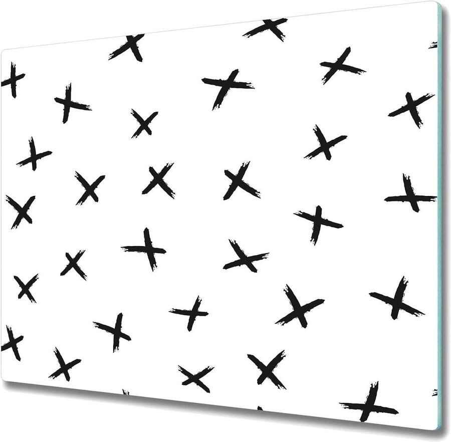 Snijplank Kookplaat Achterwand Glas Keuken Beschermen Hittebestendig Glas 60x52 cm Cross Brush