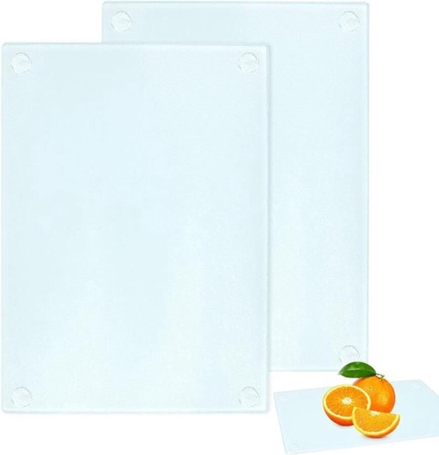 Snijplank van Glas 2 Stuks Antislip Silicone Voetjes Versterkt voor Koken en Bakken Ideaal voor Groenten en Keukenbereidingen (28 x 20 cm)