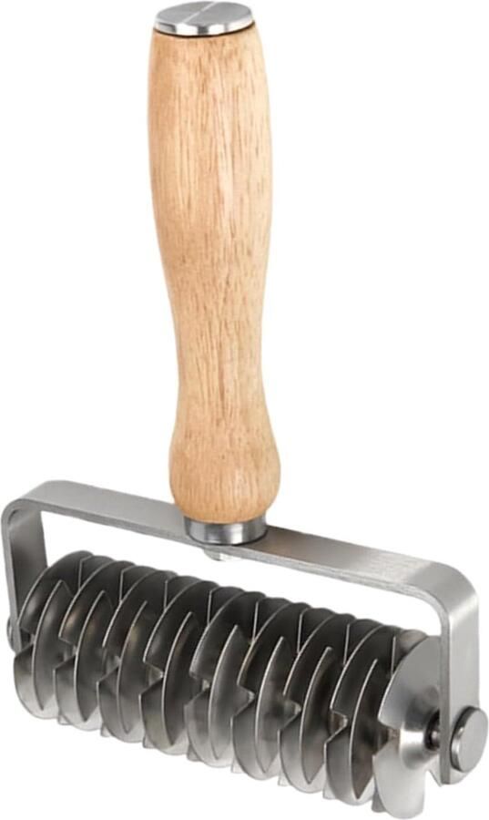 Snijwiel RVS Bakwiel deegsnijder Taarten decoreren Ergonomisch houten handvat 13.3 x 20.5 cm Zilver
