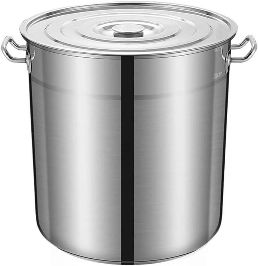 Soepemmer RVS Kookpan Deksel Koken en Serveren Ophangbaar Deksel 35 cm 30L Zilver
