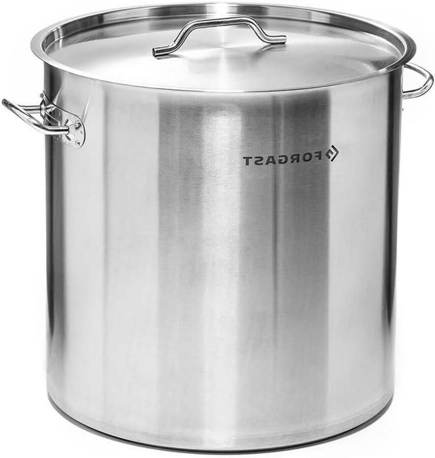 Soepketel met Deksel Voorraadpan Kookpan Grote Hoeveelheden Koken Multilaags Sandwich Bodem 50 liter Zilver