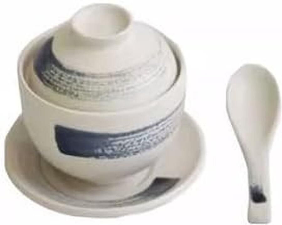 Soepkom met deksel Stoombeker stomen Persoonlijk koken Japanse stijl 330 ml Wit