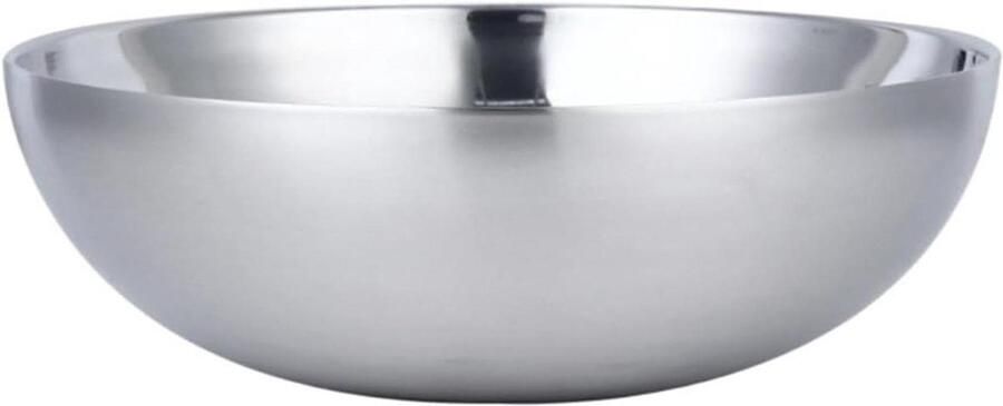 Soepkom Rijstkom Noodle Bowl Maaltijd Bereiden Dubbelwandig Ontwerp 20CM Diameter Zilverkleurig