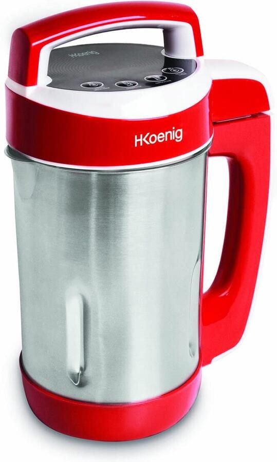 Soepmaker 1 1L 850W Roestvrijstaal Professionele Multifunctionele Blender Mixfunctie 2 Kookprogramma's Soep Compote en Waterkoken Smoothies Milkshakes Rood