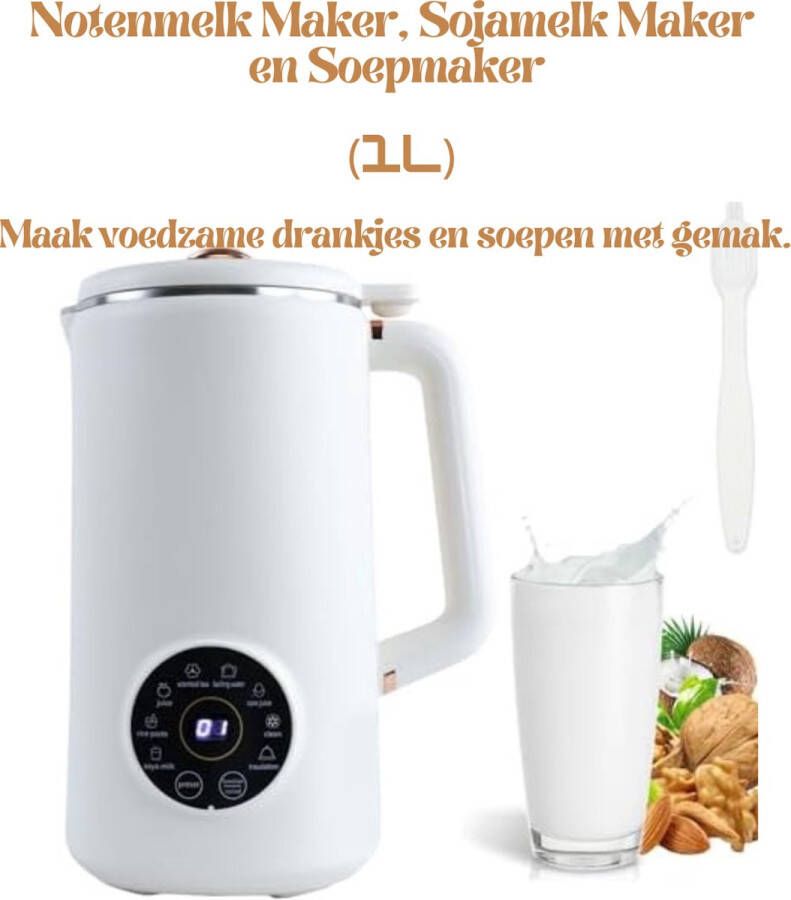 Soepmaker-Soepmakers Plus 3-in-1 Amandelmelk Sojamelk Koude en Warme Dranken + Inclusief E-book met Soeprecepten en Plantaardige Melkideeën – 1 Liter 600W