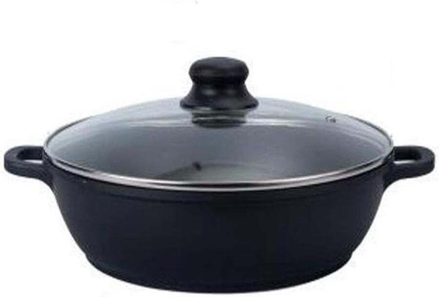 Soeppan Aluminium Kookpan Stoofpan Maaltijden Bereiden Dik Composiet Bodem 24 cm Zwart