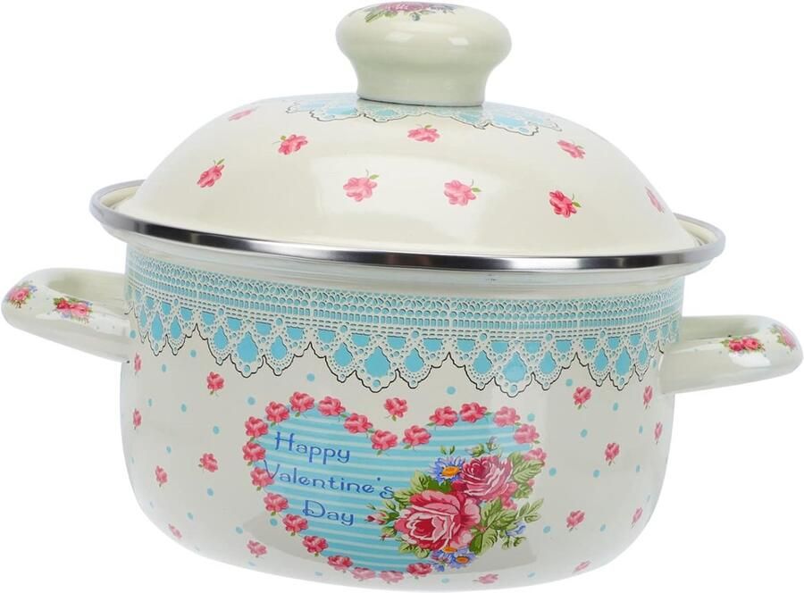 Soeppan Dubbele Handgrepen Kookpan Stoofpot Gelijkmatig Koken Hoge Temperatuurbestendig 18 cm Beige