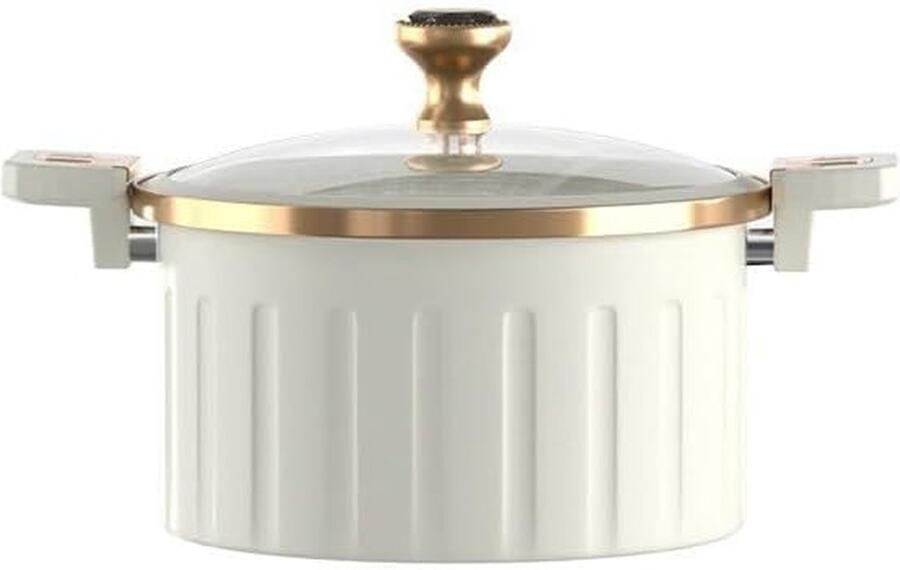 Soeppan Emaille Stoofpot Pan Langzaam Koken Dubbele Oor Handgrepen 8L Wit