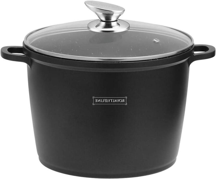 Soeppan Kookpan met deksel Maaltijden bereiden Marmeren coating 28 cm Zwart