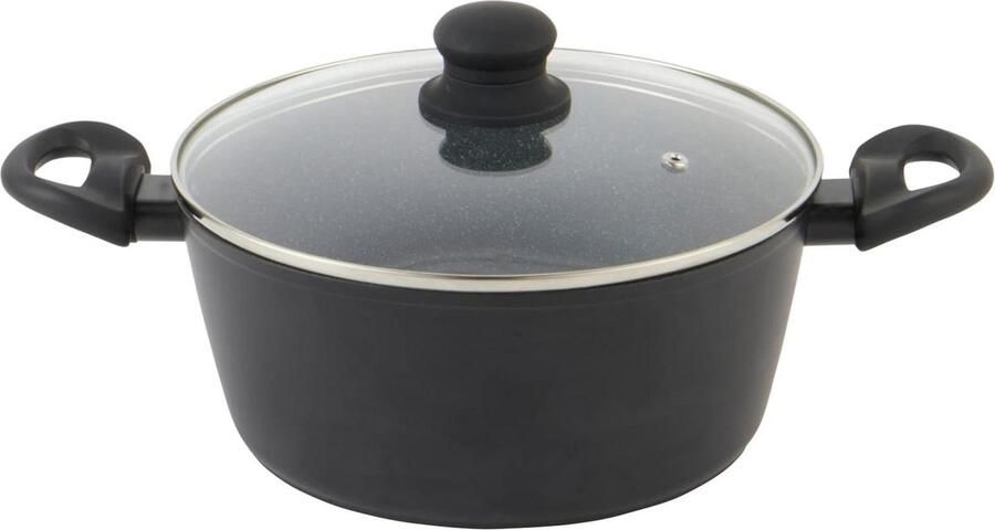 Soeppan Kookpan Stoofpan Lange Maaltijden Koken Antiaanbaklaag 24cm 2 Liter Metallic Marmer