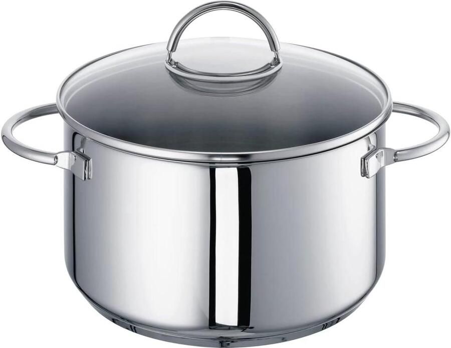 Soeppan Kookpan Stoofpan Lange Stoofgerechten Maken Energiebesparende Aluminium Bodem 24 cm Zilver