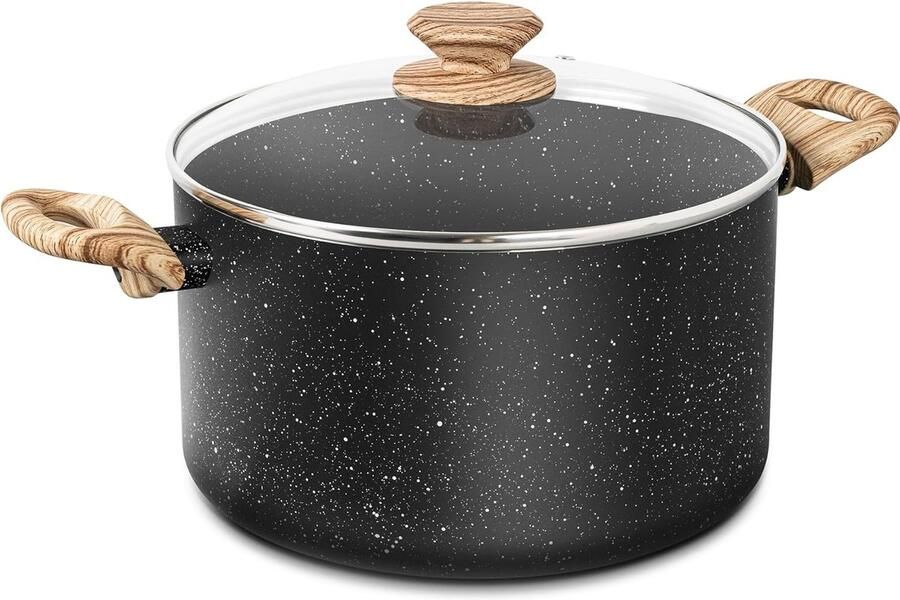 Soeppan met Deksel Grote Kookpan Langzaam Koken Keramische Antiaanbaklaag 6 Liter Zwart