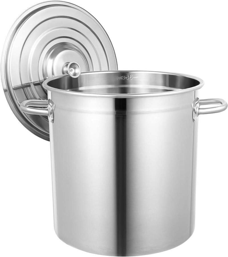 Soeppan met Deksel Grote Kookpan Stoofpan Grote Hoeveelheden Koken Hitte-isolerende Functie 35 Liter Zilverkleurig