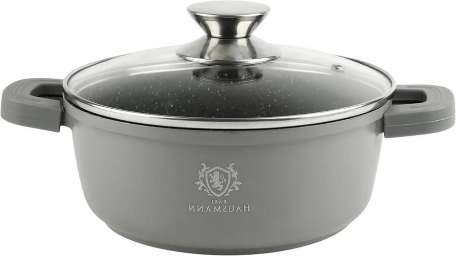 Soeppan met deksel Kookpan Braadpan Gelijkmatig Garen Extreem Robuust Duurzaam 23 liter Grijs