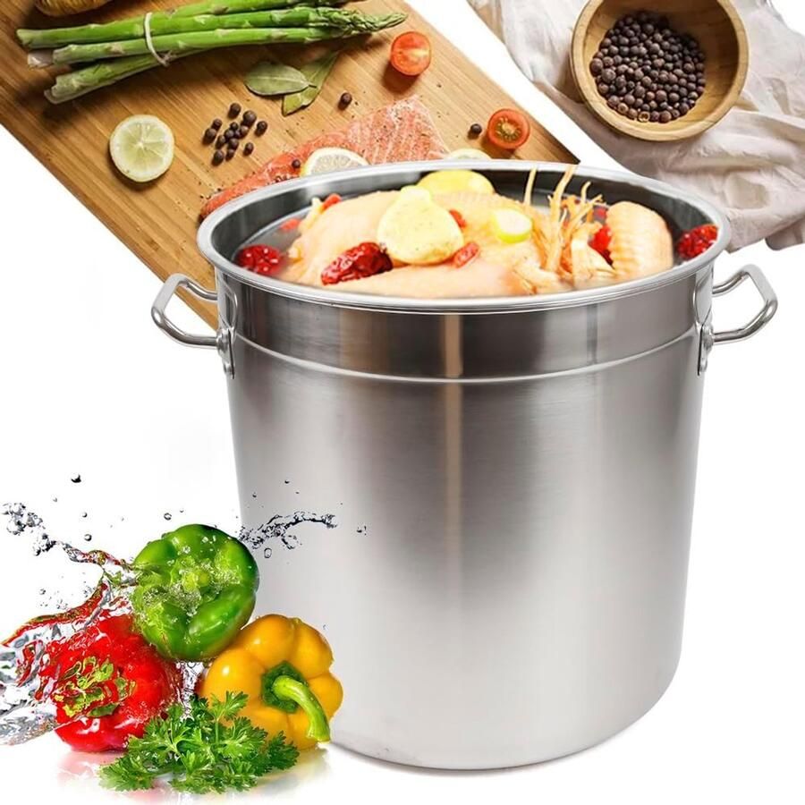 Soeppan met Deksel Kookpan Grote Keuken Grote Hoeveelheden Koken Roestvrij Staal 50 liter Zilver