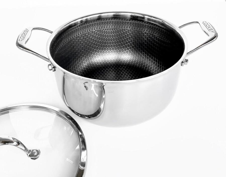 Soeppan met Deksel Kookpan Hybride Langzaam Koken Hybride Roestvrij Oppervlak 6 Kwart Zilver