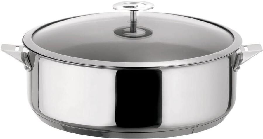 Soeppan met Deksel Kookpan Koken op Inductie Stapelbaar Ontwerp 28 cm Zilverkleurig