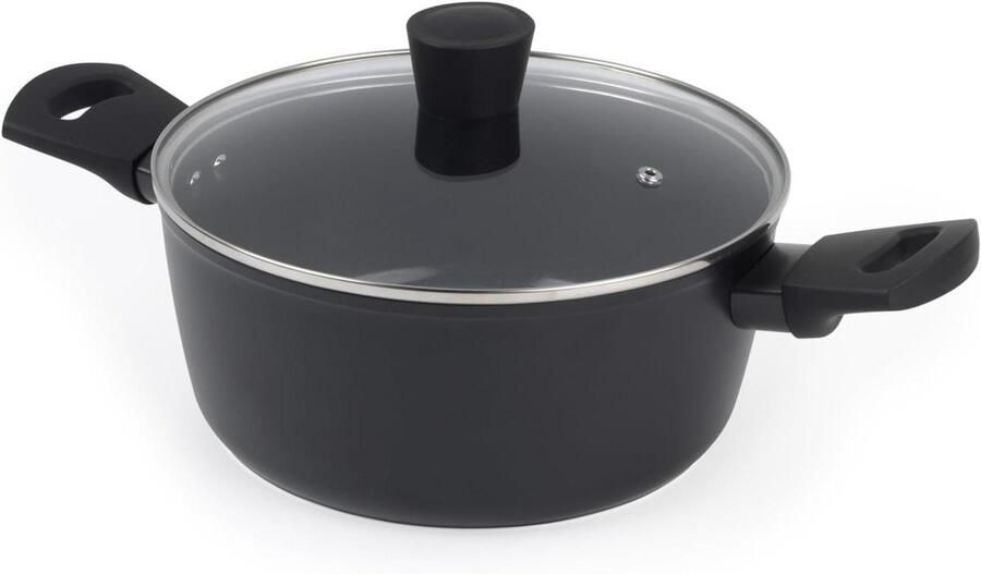 Soeppan met Deksel Kookpan Stoofpan Gezond Koken Intelligente Hitte Indicator 24 cm 4.2 Liter Zwart