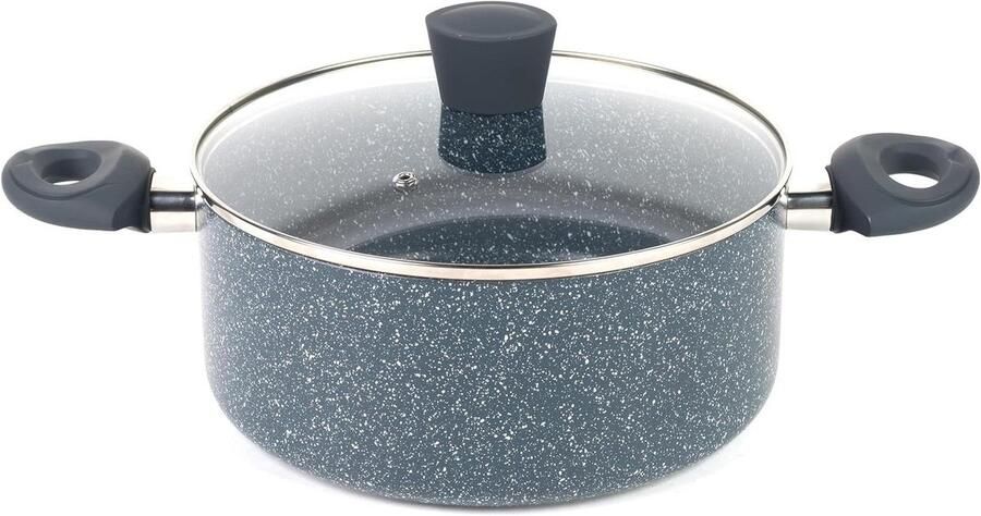 Soeppan met Deksel Kookpan Stoofpan Maaltijden Bereiden Antiaanbaklaag 24 cm Blauw Marmer