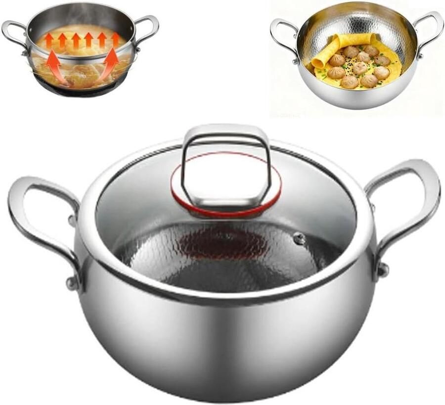 Soeppan met Deksel Kookpot Inductie Maaltijden Bereiden Antiaanbak Binnenkant 28cm Zilver