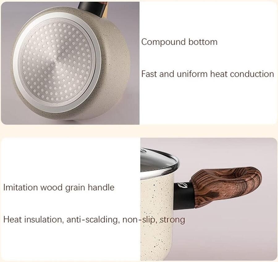 Soeppan met Deksel Kookpot Pastapot Langzaam Koken Keramische Antiaanbaklaag 16 cm Zwart
