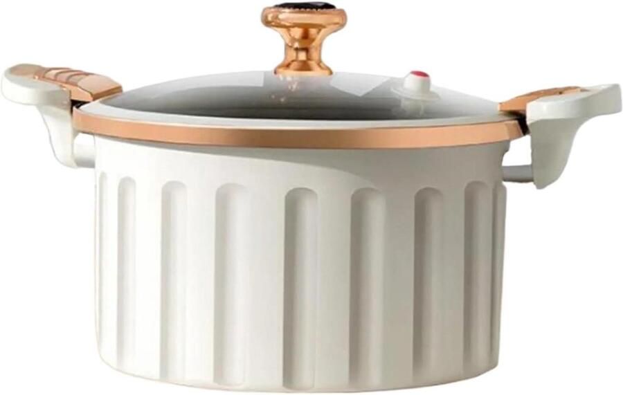 Soeppan met Deksel Kookpot Stoofpan Langzaam Koken Snelle Warmtegeleiding 8 Liter Wit