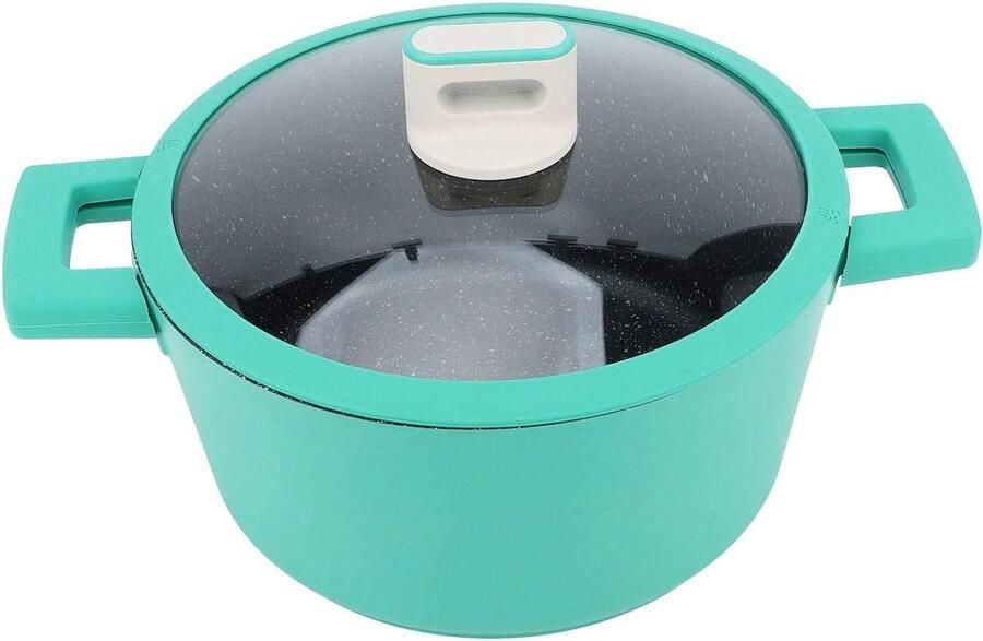 Soeppan met deksel Pastapot Kookgerei Koken in keuken Antiaanbaklaag 24 cm diameter Zwart