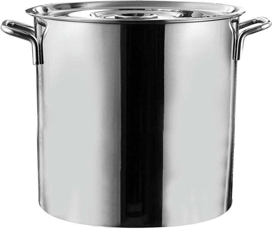 Soeppan met Deksel Rijstkoker Kookpot Grote Hoeveelheden Koken Verdikte Bodem 6L Zilverkleurig