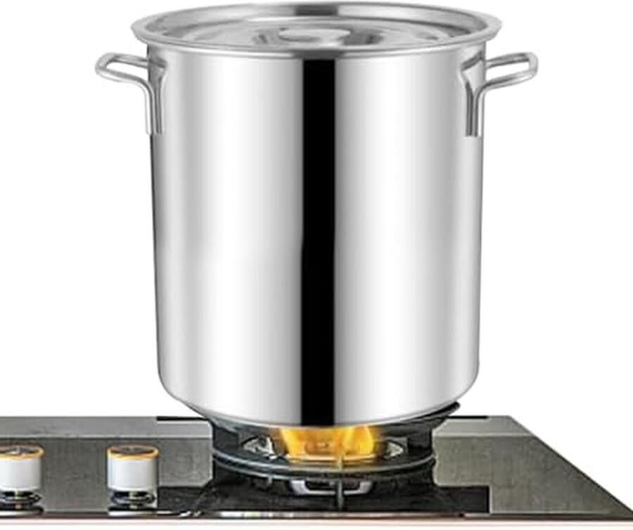 Soeppan Met Deksel Soepketel Kookpan Grote Hoeveelheden Koken Efficiënte Warmteverdeling 10 liter Zilver