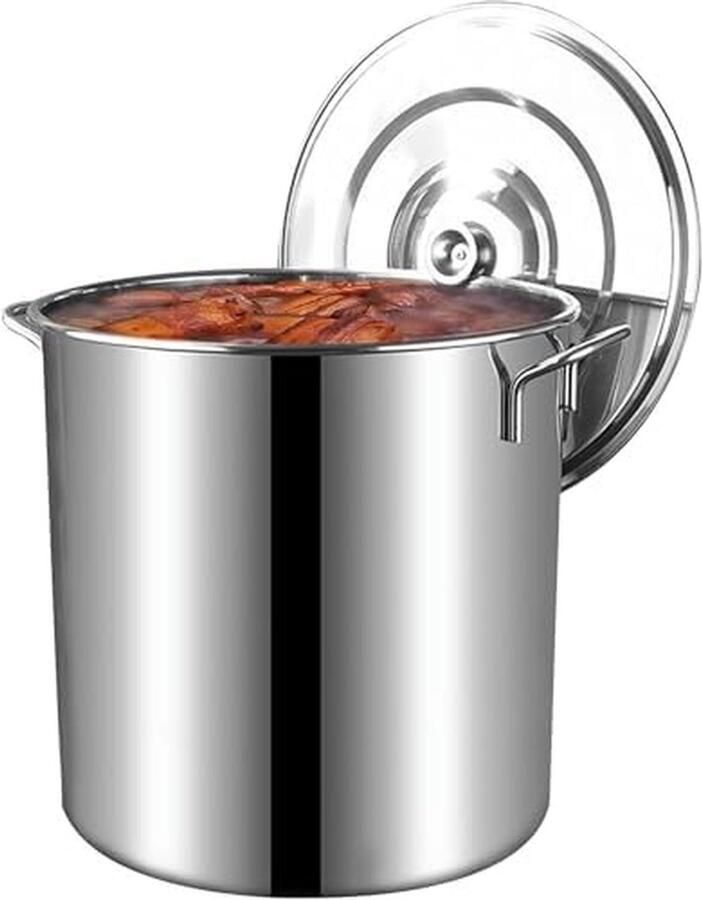 Soeppan met Deksel Soepketel Kookpan Grote Hoeveelheden Koken Hoogwaardig Roestvrij Staal 6-90 Liter Zilverkleurig