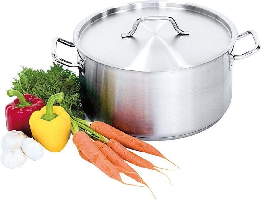 Soeppan met deksel Soepketel RVS Grote maaltijden koken Vaatwasmachinebestendig 50 liter Zilverkleurig