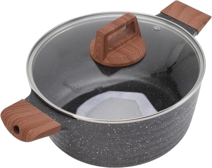 Soeppan met Deksel Voorraadpan Stoofpan Soepen en Stoofschotels Maken Anti-aanbak Gietaluminium 20 cm Zwart