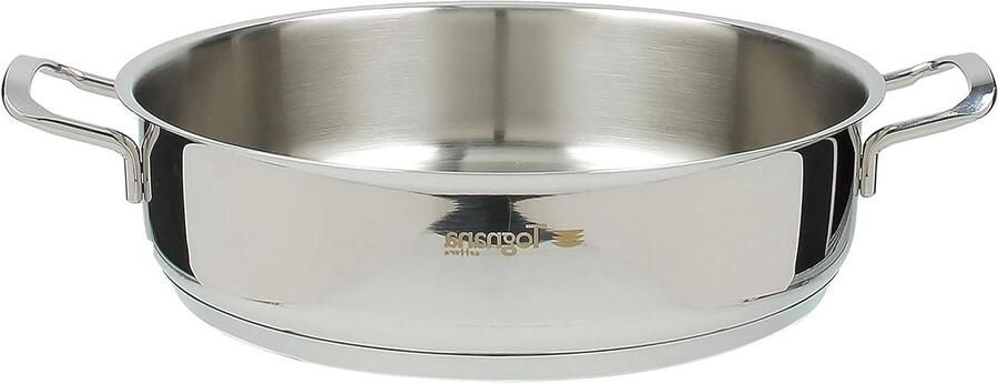 Soeppan met Handgrepen Kookpan Steelpan Koken en Serveren Meerlaagse Thermobodem 28 cm Zilver