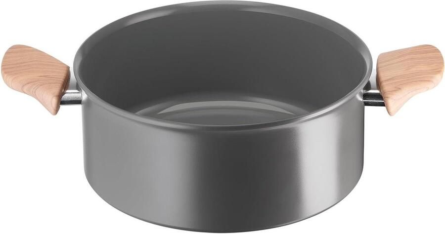 Soeppan met handgrepen Stoofpan keramisch Gezond koken Thermo signaal technologie 20 cm diameter Zwart