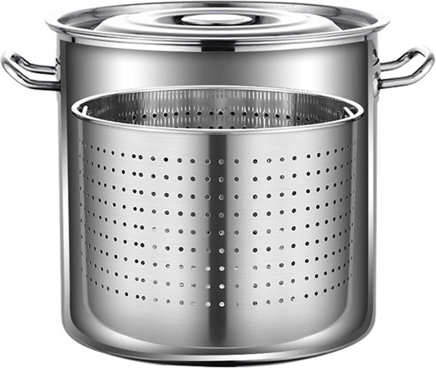 Soeppan met mand Kookpan Stoofpan Zeevruchten Koken Roestvrij staal 27 liter Zilver