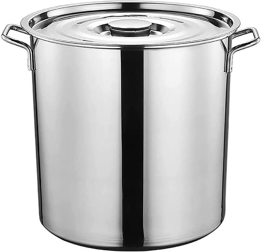 Soeppan Roestvrij Staal Grote Kookpan Gelijkmatig Koken Anti-overloop Ontwerp 20 Liter Zilverkleurig