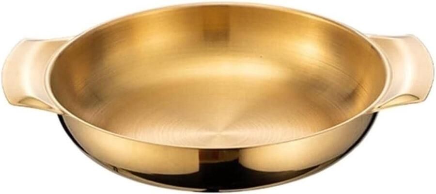 Soeppan Roestvrij Staal Rijstpan Paellapan Langzaam Braden Stoven Ergonomische Handgreep 18-30 cm Zilver