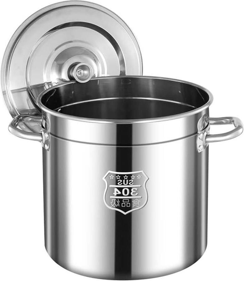 Soeppan Roestvrij Staal Soepketel Grote Inhoud Grote Porties Koken Drielagige Composiet Bodem 68 Liter Zilver